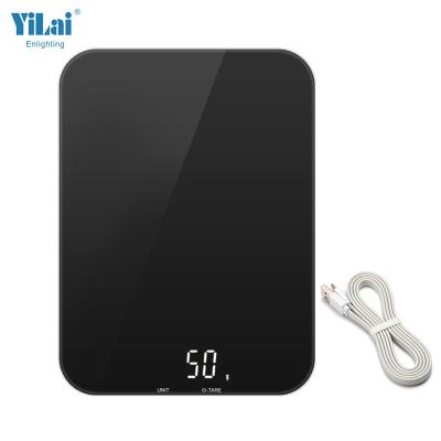 China Weight Measuring New Digital Yilai 2022 Type C Electric Rechargeable LED Display Food Balance Kitchen Scale for sale