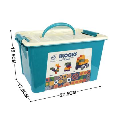 China Construction Toy Storage Box 45PCS Stacking Blocks Toy Soft Rubber Brick Sets For Gifts for sale