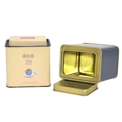 China Recyclable High Quality Custom Printed Packaging Metal Rectangle Tea Tin Box for sale