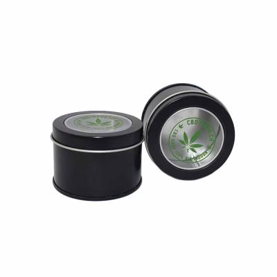 China Wholesale Candle Custom Printed Black Candle Round Metal Tin Container for sale