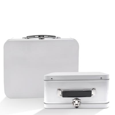 China Custom Logo Cosmetic Packaging Storage Suitcase Recyclable Tin Boxes for sale