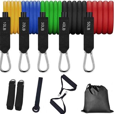 China Indoor Sporting Goods 11PCS 150LB Strength Resistance Band Set P Tubing Expanders Exercise Tubes for sale