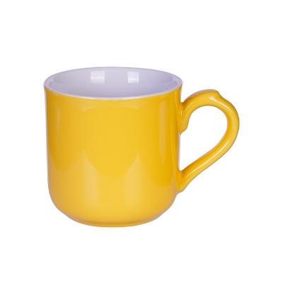 China High Quality Unique Yellow Enamel Personalized Handmade Mug Guaranteed Viable Ceramic Travel Mugs for sale