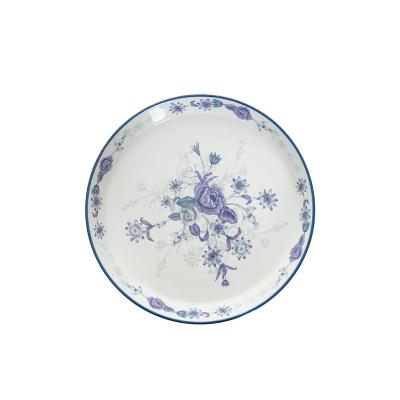 China 2022 Viable New Design Pink Vintage Afternoon Tea Blue Porcelain Plates Ceramic Dishes Tableware for sale