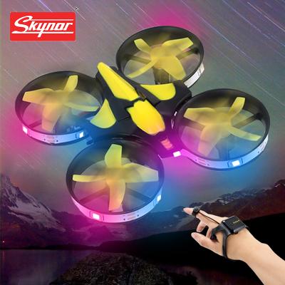 China Altitude Hold Mode Gravity Watch Remote Sensing Drone Quadcopter Remote Control Dron with Light Mini Toy Drone for Kids rc proket planes for sale