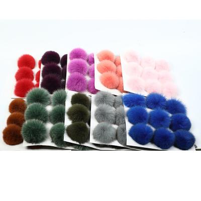 China Eco-friendly Selling Like Hot Cakes 9cm Fox Fur Pompom Ball DIY Decoration Accessories Fox Fur Pom Poms for sale