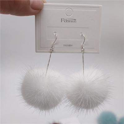 China Fashion Personality Mink Hair Earrings Hot Classic 925 Sterling Silver Hook Earrings For Girls Gift for sale