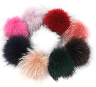 China Real Raccoon Fur Pompoms 13cm Fuzzy Ball Hat Pompom Handmade Colorful Fur Ball for sale