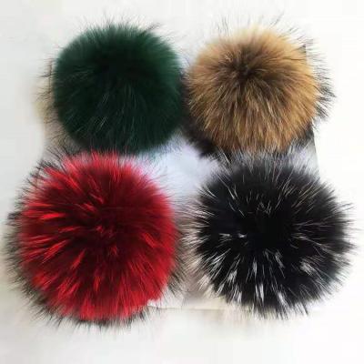 China China factory wholesale 15cm raccoon fur ball real handmade good quality fluffy pom raccoon fur pom for sale