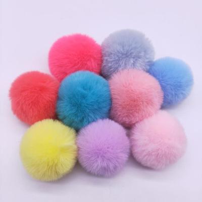 China Wholesale Handmade Small Size 5cm Artificial Fur Ball Colorful Rabbit Pompom For Hair Clip Elegant Shoes DIY Accessory for sale