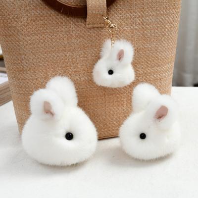 China Handmade/Fashion and Wholesale Jade Rabbit Lovely Mink Hair Rabbit Pendant Mini Real Hair Rabbit Key Chain Cute Toy Bag Decoration for sale