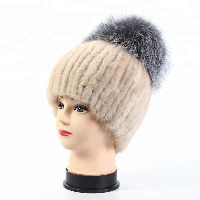 China The waterproof factory sells new fashionable fox fur ball winter hat flower hat warm and thick big hats for sale