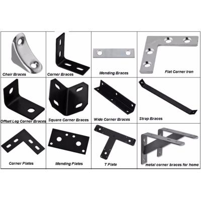 China Stamping Steel L /T/I /Cross Shape Connecting Angle Plate Corner Brace Flat Corner Bracket For Furniture à venda