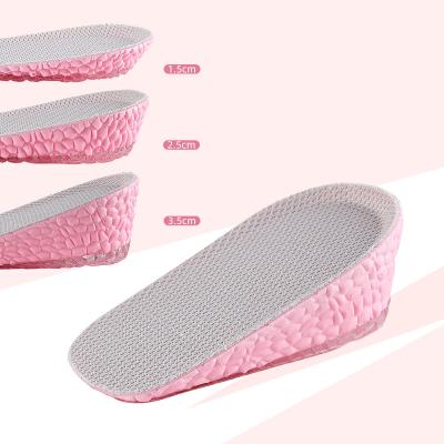 China Adhesive Washable Shock Absorption Half Waist Insole Breathable PU Height Increaser Insole Mesh Heel Lift Insert for sale