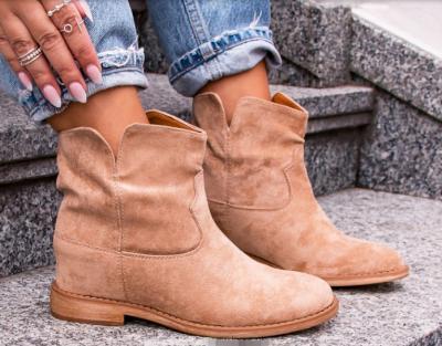 China Latest Fashion Flat High Quality Women's Trend Suede Leather Girls Boots for sale