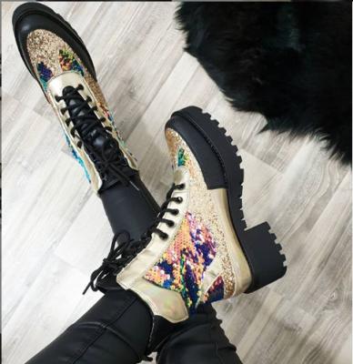 China 2020 lightweight new fashion lace up mixed style round head flat women's shoes autumn and winter ladies boots shoes for sale