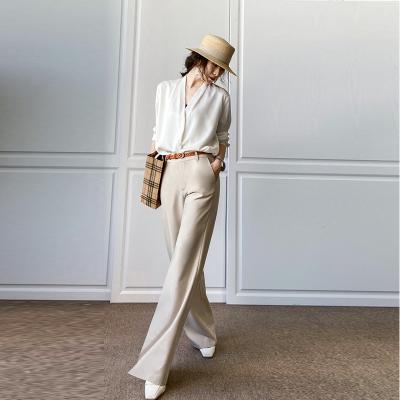 China Anti-wrinkle favorable price wholesale hot items solid color swap style straight wide leg pants for women for sale