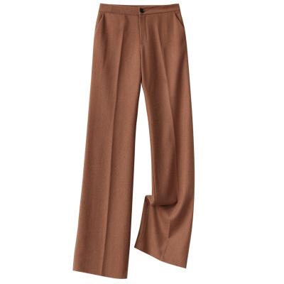 China New Anti-wrinkle Products Sale Promotional Pants For Ladies Spring Natural Waist Wide Leg Pants Loose Woolen Straight Pants For Women for sale