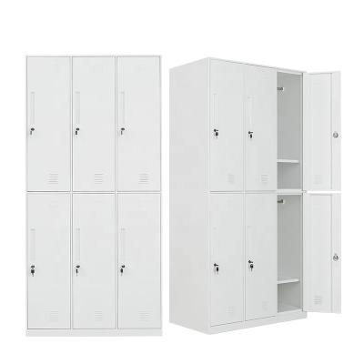 China Office Furniture Commercial Top-Fly Wholesale Customized Gym Office School White Color 6 Doors Steel Storage Locker Cabinet for sale