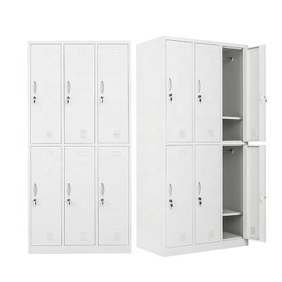 China Economic Steel Color 6 Doors Metal School Office Top-fly Furniture Knockdown White Lockers H1850*W900*D500mm for sale