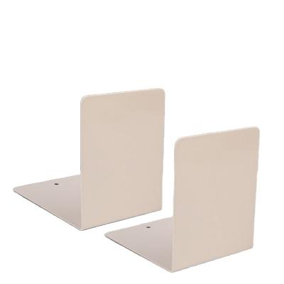 China Factory Sale Environmentally Friendly Book Stand 2 Piece Modern Book Stands Metal Beige Desktop Bookends for sale