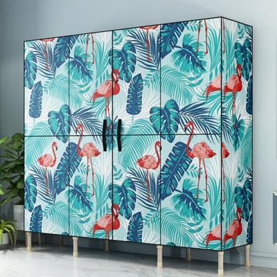 China Modern Simple Foldable Metal Frame Steel Pipe Economic Gather Cloth Storage Wardrobe Cabinet for sale