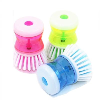 China Viable Kitchen Wash Utensils With Liquid Soap Dispenser Jar Cleaning Brush Plastic Kitchen Dish Brush for sale