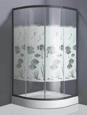 China Gold fish design toughened glass shower enclosure frameless shower cubicle for sale