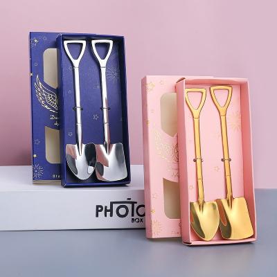 China Viable Custom Logo Cutlery Set Creative Retro Teaspoon Iron Shovel Ice Cream Scoop for sale