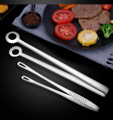 China Viable 304 Stainless Steel BBQ Clamp Kitchen Food Tong Portable Bbq Tweezer Serving Buffet Clip Cooking French Fries Kitchen Tool for sale