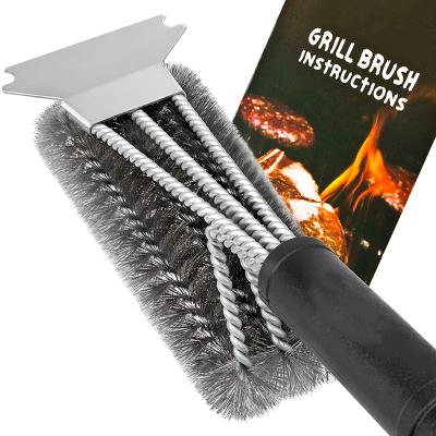 China Easily Cleaned BBQ Tools Stainless Steel Grill Cleaning Brush Barbecue Cleaning Brush And Scraper for sale