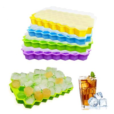 China Viable Ice Cube Trays with Lids 36 Flexible Silicone Ice Cube Trays Easy Release Ice Cubes for Chilled Drinks, Whiskey and Cocktails for sale