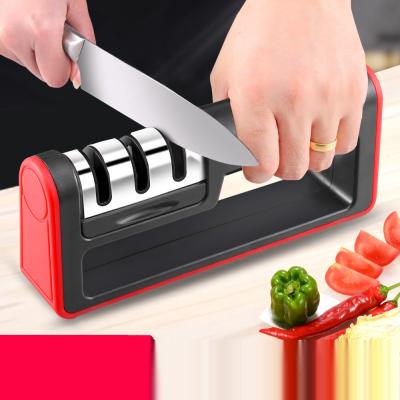 China Viable Hot Selling Knife Sharpener Manual Detachable 3-Stage Sharpener With Non-slip Bottom Kitchen Tool for sale