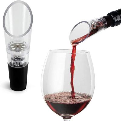 China Viable 2 Packs of Clear Wine Aerator Acrylic Wine Pourer Decanter Bar Machine Wine Bottle Spout Stopper for sale