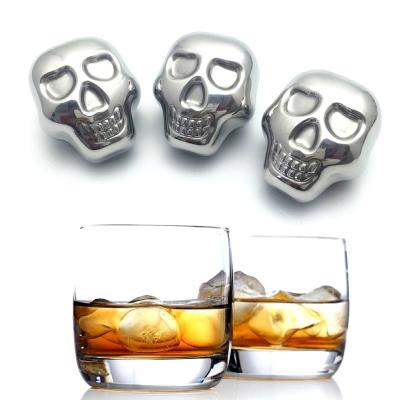 China Hot Sale 304 Stainless Steel Viable Skeleton Reusable Ice Cube Made Of Stainless Steel 8pcs Stone Ice Cubes for sale