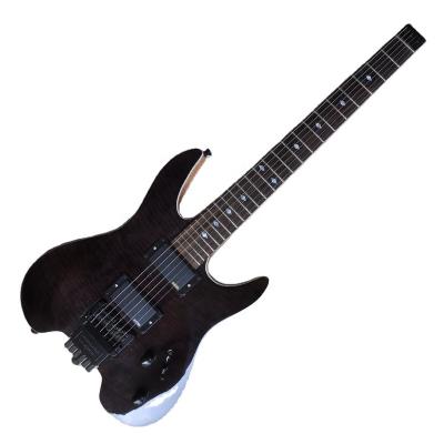 China All Player Flyoung Black Flame Electric Guitar Headless Custom Rosewood Fretboard Stringed Instruments for sale