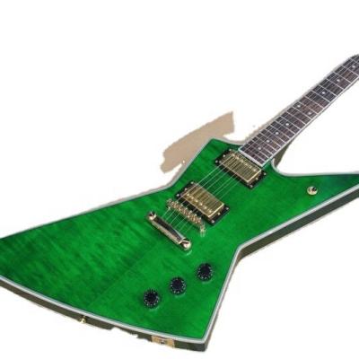 China All Player Flyoung Uncommon Shape Electric Guitar Cheap Price Guitar Green Flame Maple Veneer for sale