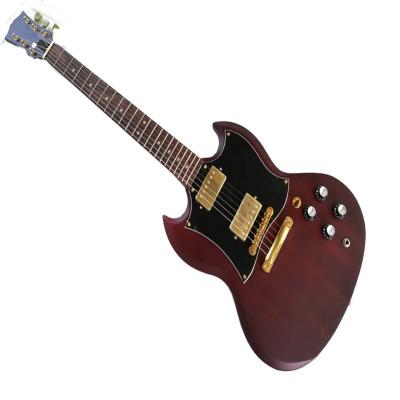 China Mahogany Matte Red Body Electric Guitar with Rosewood Fingerboard, Gold Hardware, Black Pickguard, Provide Customized Services for sale