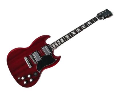 China Mahogany Red Body Electric Guitar with Rosewood Fingerboard, Chrome Hardware, Black Pickguard, Provide Customized Services for sale