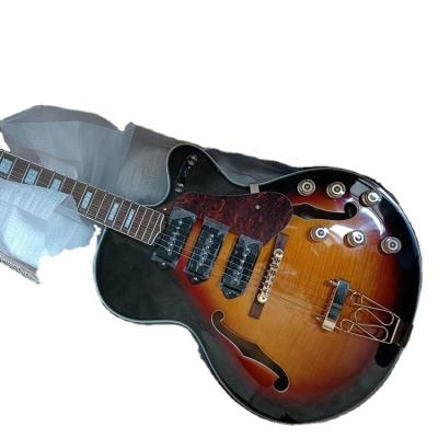 China All Player Flyoung Tobacco Sunburst Electric Guitar Semi-hollow Gold Hardware 3 Pickups for sale