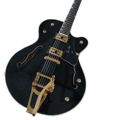 China All Player Flyoung Black Electric Guitar 6 String Semi-hollow Electric Guitar Golden Hardware for sale