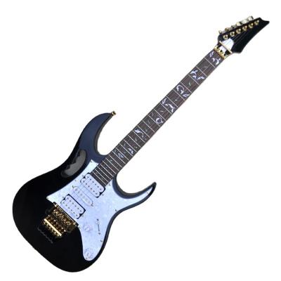 China All Player Flyoung High Quality Black Electric Guitar Floyd Rose Bridge Gold Hardware Custom Made for sale