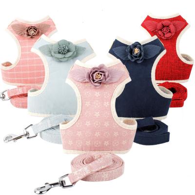 China JEWELED bulk the new design flower fashion harness set dog pet harness 2020 for sale