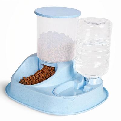 China Large Automatic Modern Designer Automatic 2 In 1 Drinking Water Dispensers Pet Double Bowl Cat Feeder For Dogs for sale