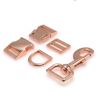 China Lights Free Buckle and Dog Clips 20mm Stainless Steel Aluminum Dog Collars with Gold Metal Pet Buckles for sale