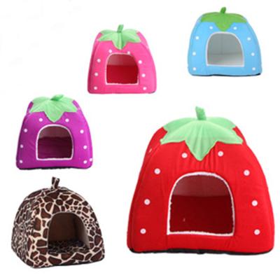 China Travel Strawberry Beds For Cat Soft Nest Pink Pet Small Dogs Small Dog Beds Cheap Bedroom Wholesale Cute Cave Bed for sale