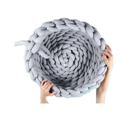 China Travel Cozy Summer Handmade Tweed Round Bowl Modern Cat Nest Knitted Pet Bed Rattan Cage Shape Woven for sale