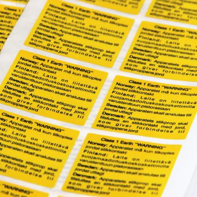 China Machine Waterproof Caution Labels Waterproof Label Stickers For Caution In Sheets for sale