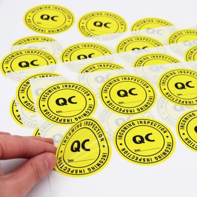 China Round QC Sticker Quality Control QC Sticker Product Certificate Vinyl Custom Label Sticker for sale