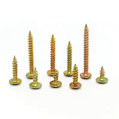 China China Round SS Screws Yellow Galvanized Flat Head Umbrella Head Large Cross Slot Head M4 Mushroom Head Tapping Screw for sale